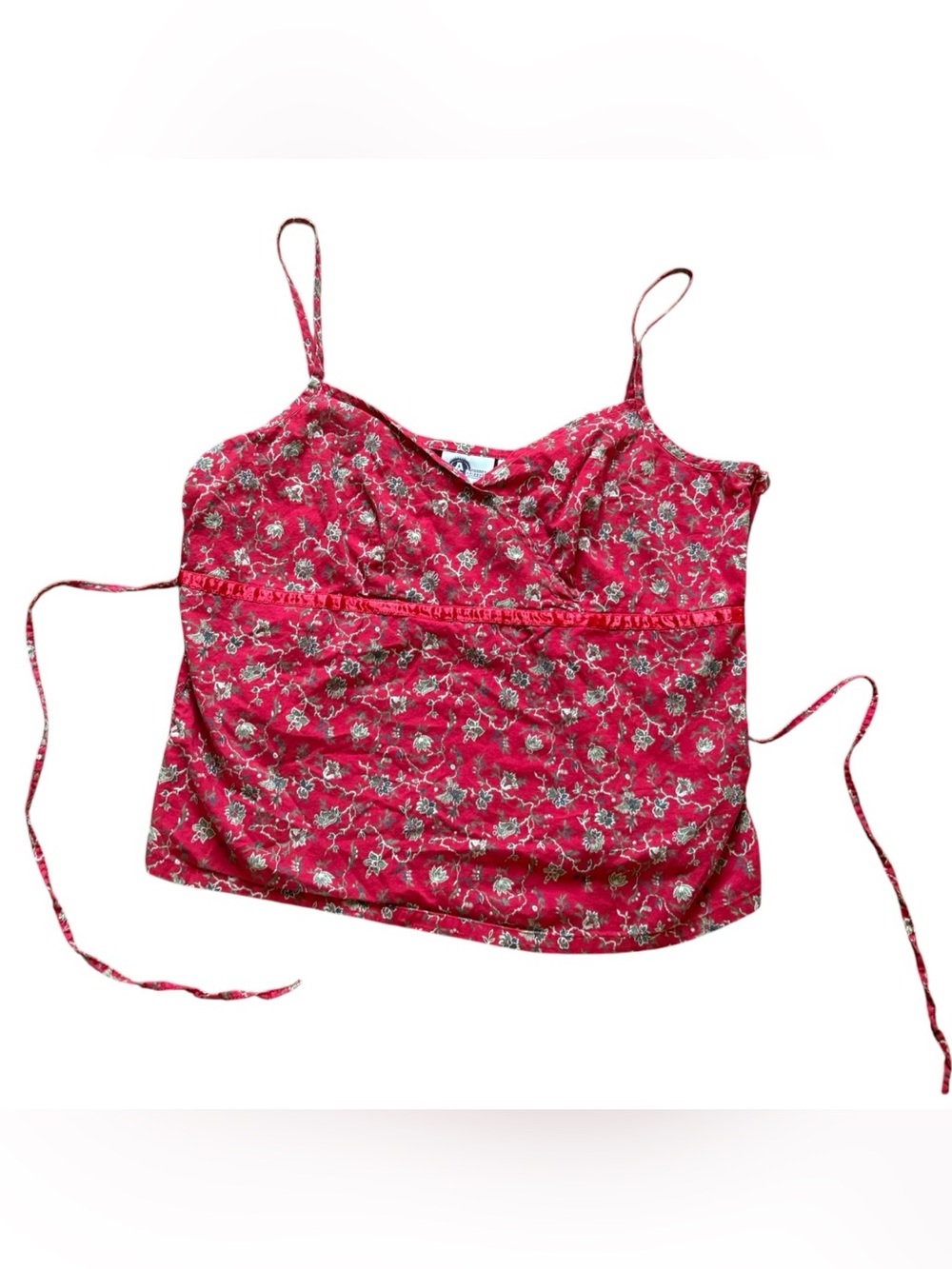 Arizona Jean Company Red Floral Tie-Back Cami Tank
